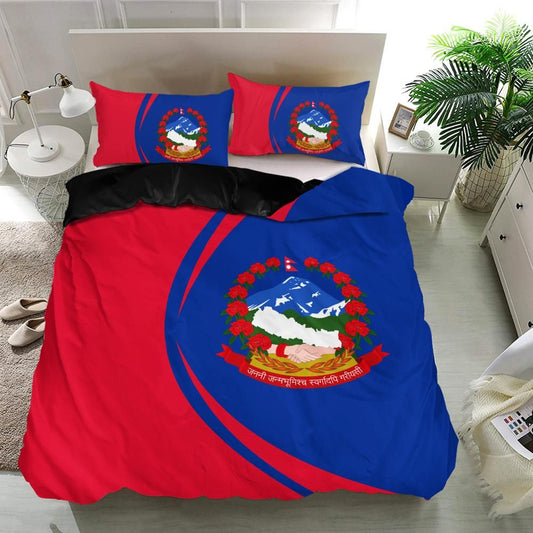 Nepal Flag Coat Of Arms Bedding Set Circle RLT7