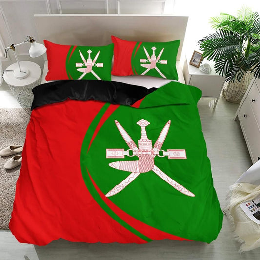 Oman Flag Coat Of Arms Bedding Set Circle RLT13