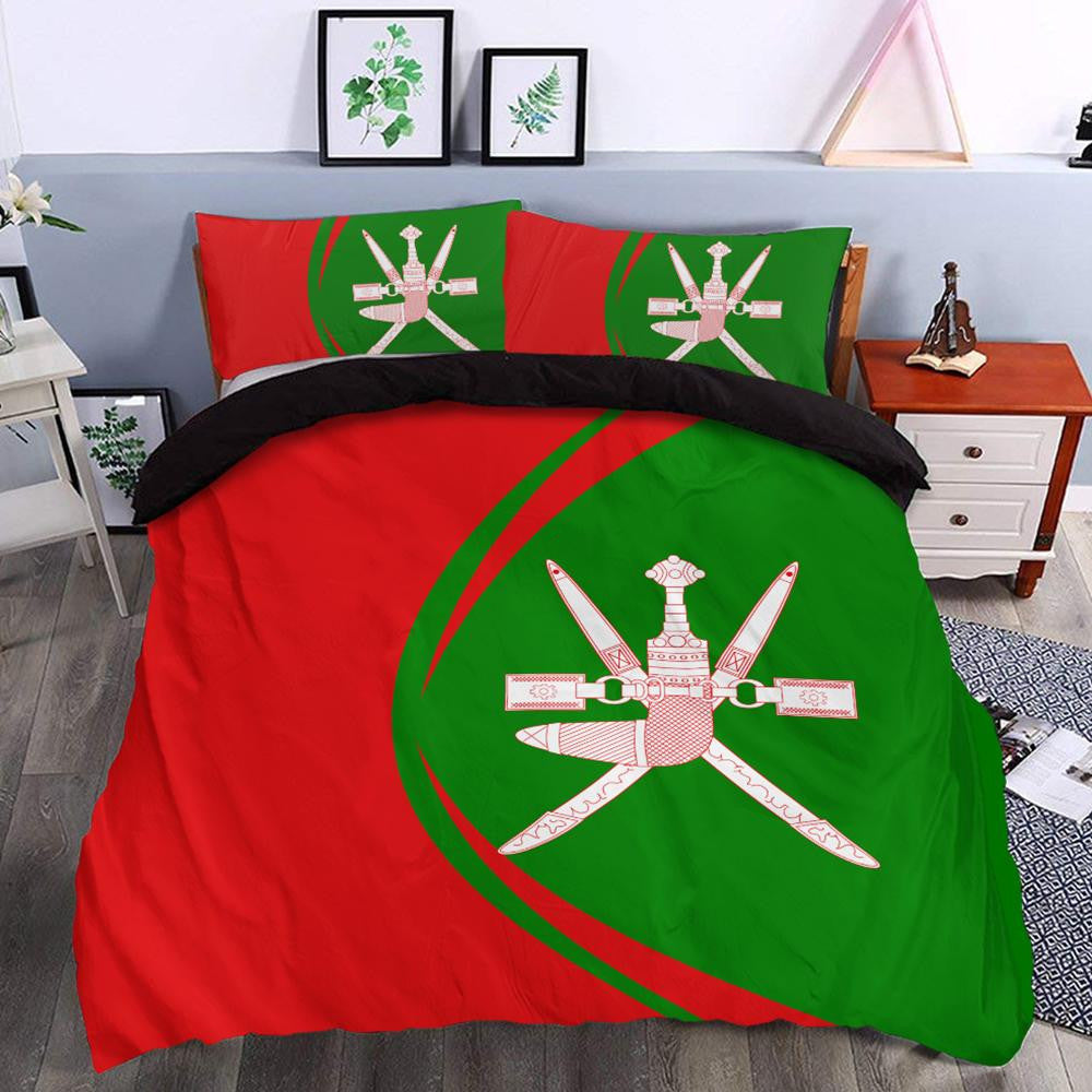 Oman Flag Coat Of Arms Bedding Set Circle RLT13
