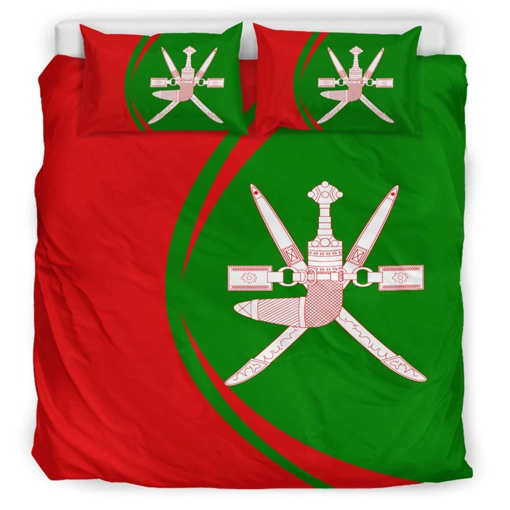 Oman Flag Coat Of Arms Bedding Set Circle RLT13