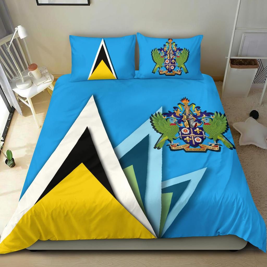 Saint Lucia Bedding Set Flag With Coat Of Arms RLT6