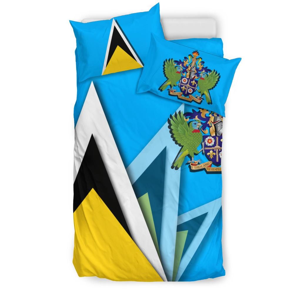 Saint Lucia Bedding Set Flag With Coat Of Arms RLT6