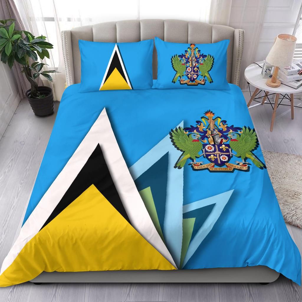 Saint Lucia Bedding Set Flag With Coat Of Arms RLT6