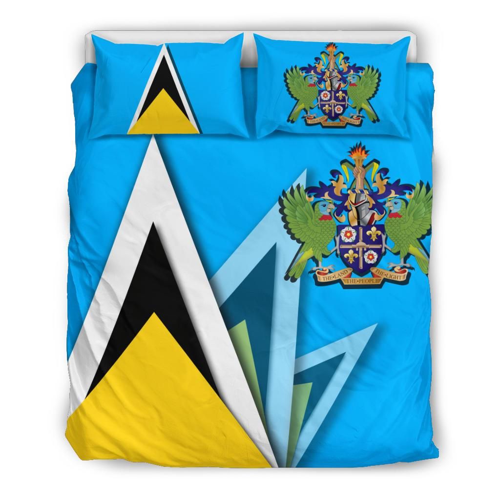 Saint Lucia Bedding Set Flag With Coat Of Arms RLT6