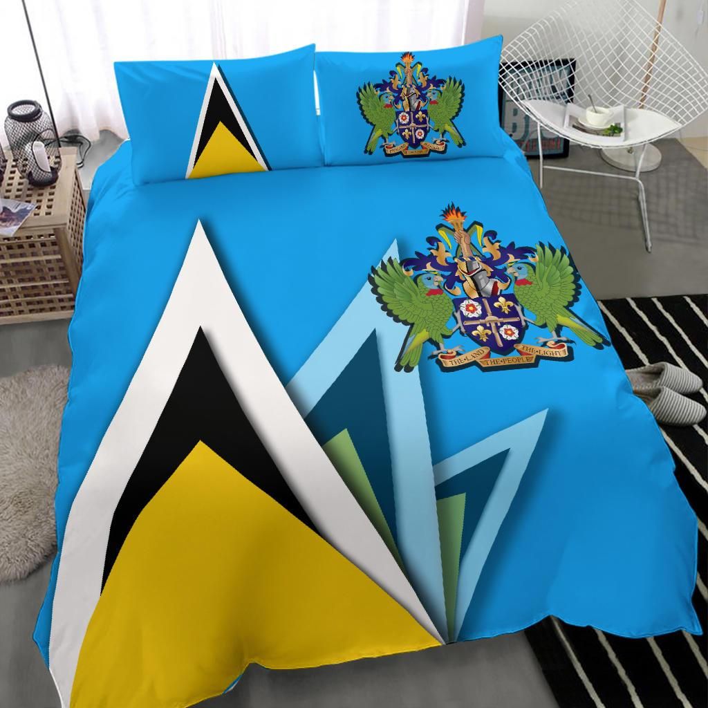 Saint Lucia Bedding Set Flag With Coat Of Arms RLT6