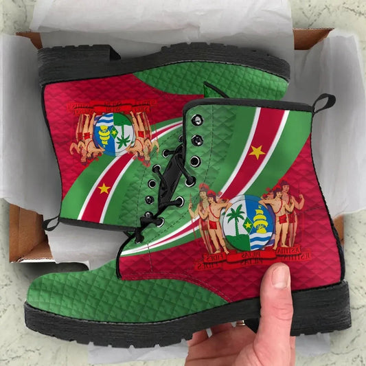 Suriname Leather Boots Suriname Coat Of Arms and Flag Color RLT7