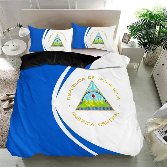 Nicaragua Flag Coat Of Arms Bedding Set Circle RLT8
