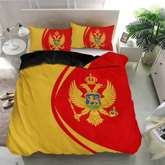 Montenegro Flag Coat Of Arms Bedding Set Circle RLT13