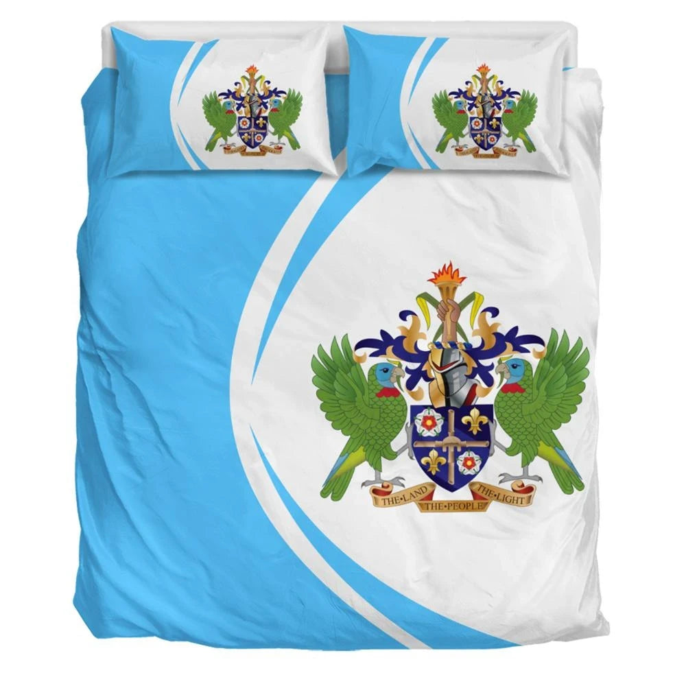 Saint Lucia Flag Coat Of Arms Bedding Set Circle1 RLT6