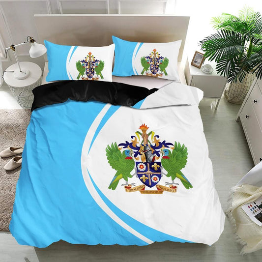 Saint Lucia Flag Coat Of Arms Bedding Set Circle1 RLT6