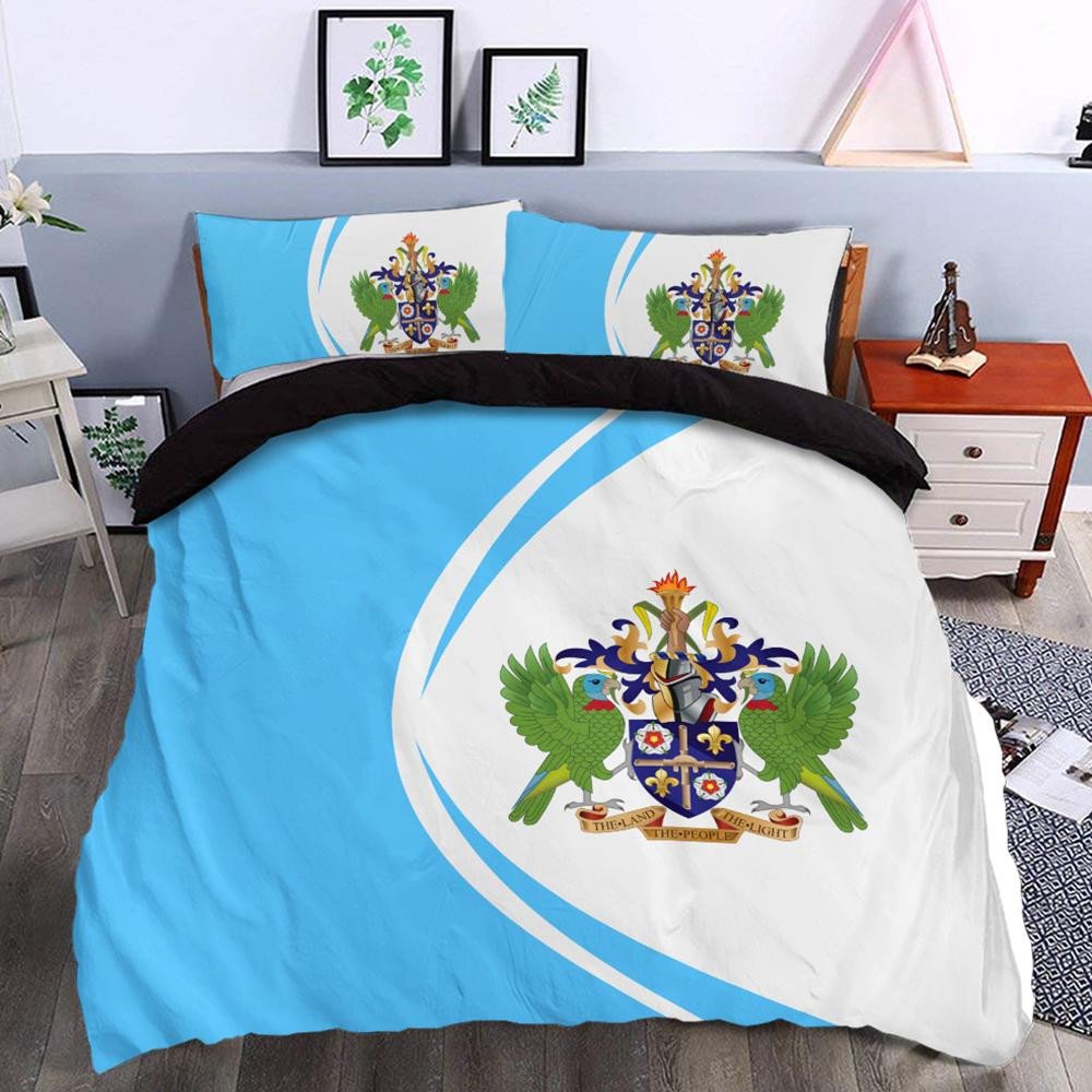Saint Lucia Flag Coat Of Arms Bedding Set Circle1 RLT6