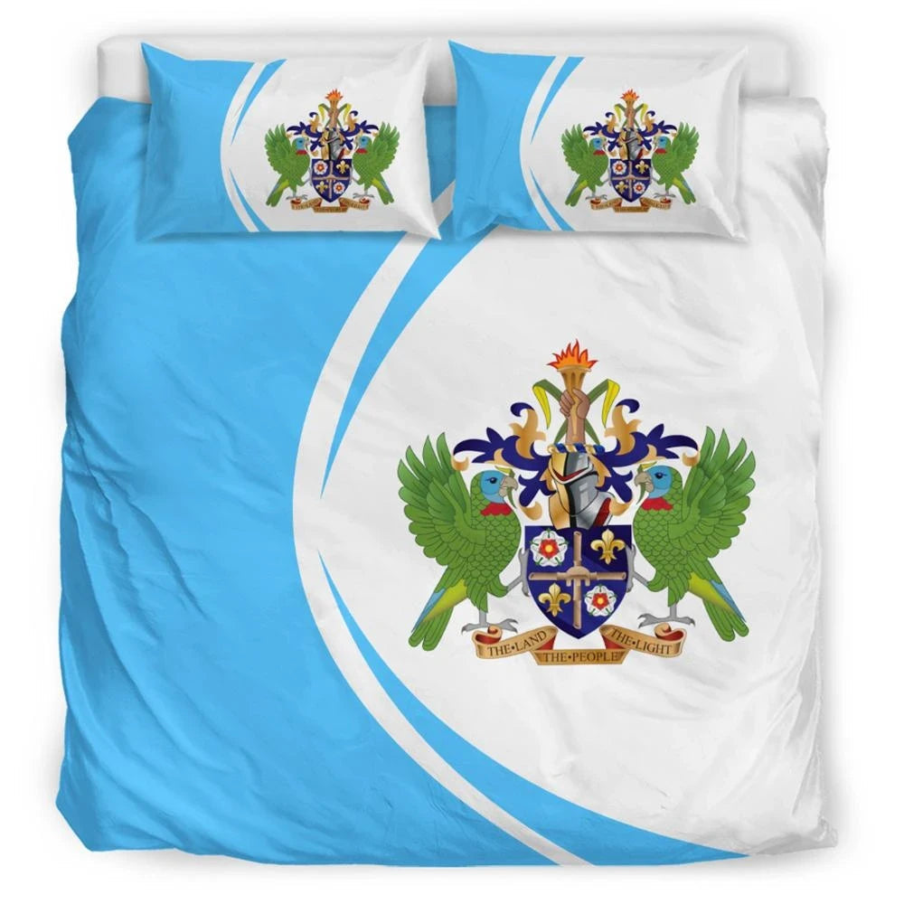 Saint Lucia Flag Coat Of Arms Bedding Set Circle1 RLT6