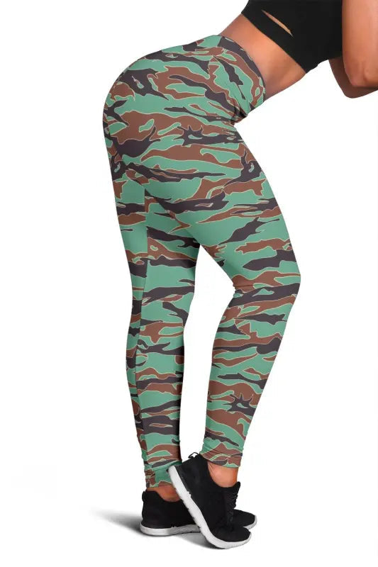 Army Guyana Tiger Stripe Camouflage Seamless Womens Leggings RLT8