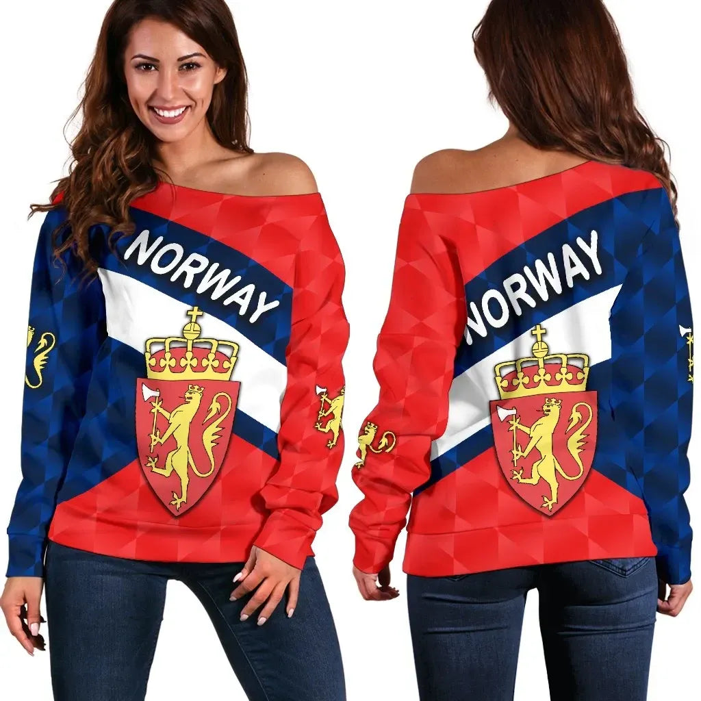 Norway Women Off Shoulder Sweater Sporty Style RLT7