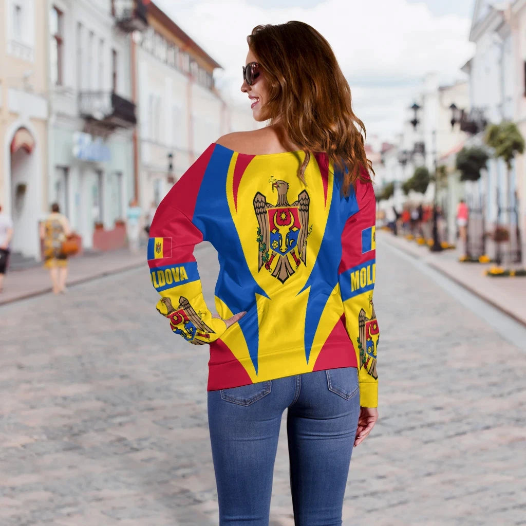 Moldova Off Shoulder Sweater Action Flag A15 RLT13