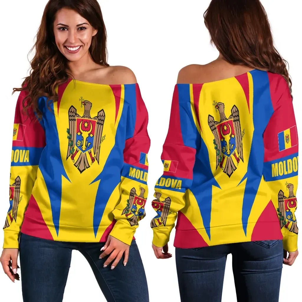 Moldova Off Shoulder Sweater Action Flag A15 RLT13