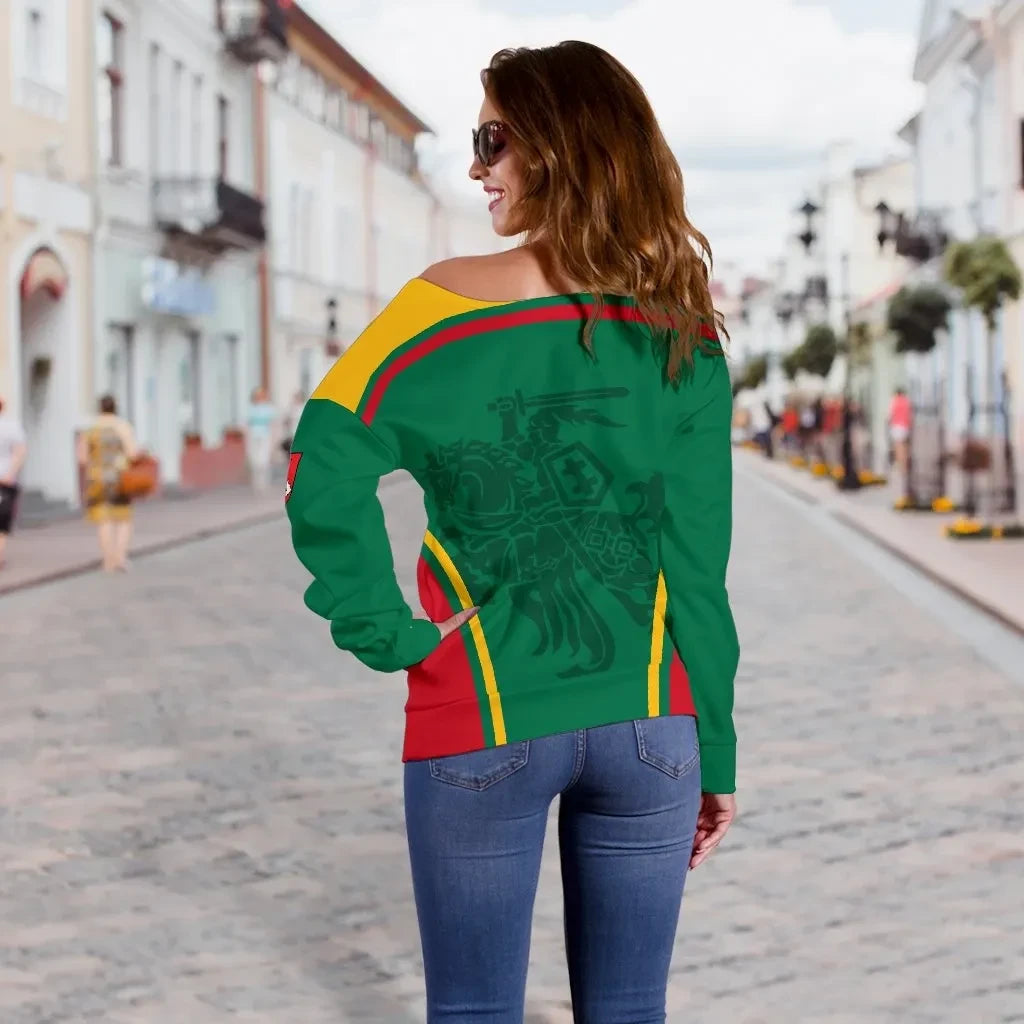Lithuania Off Shoulder Sweater Active Warrior RLT6