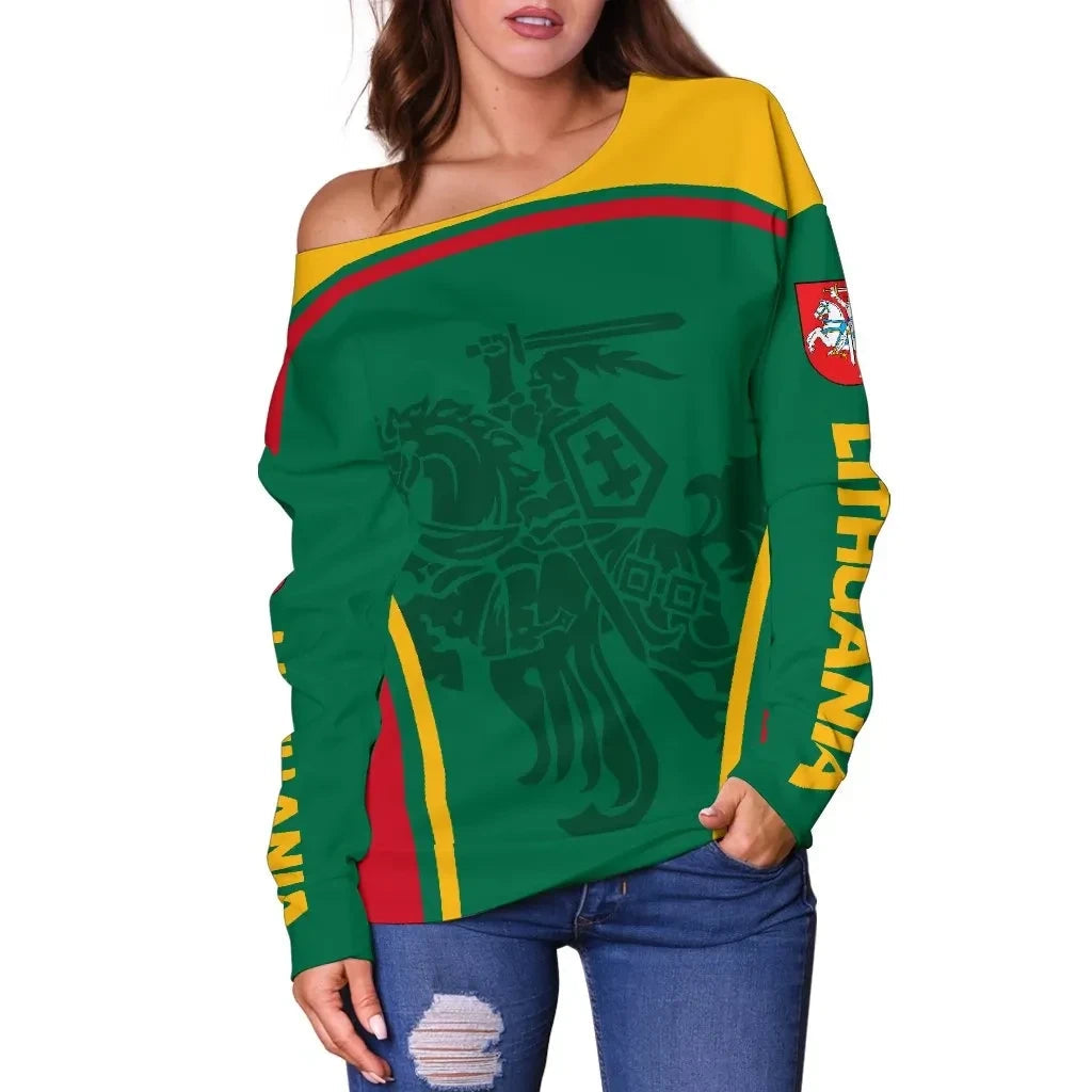 Lithuania Off Shoulder Sweater Active Warrior RLT6