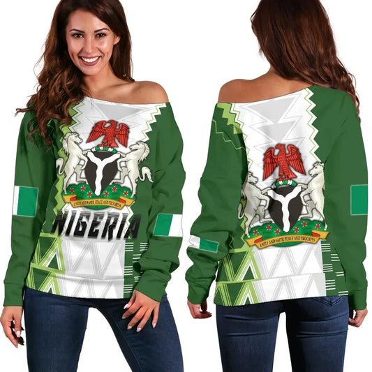 Nigeria Womens Off Shoulder Sweater Simple Sports Version RLT8