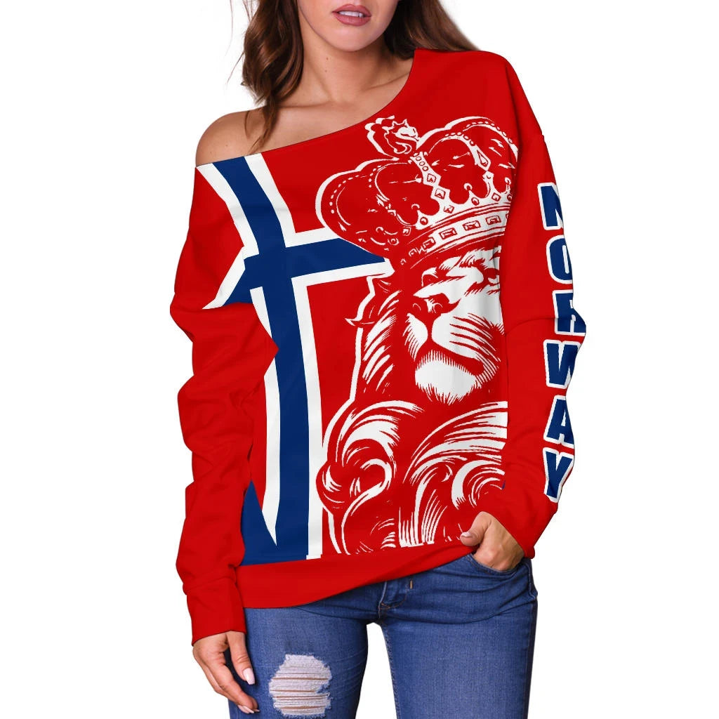 Norway Lion Women's Off Shoulder Sweater RLT7