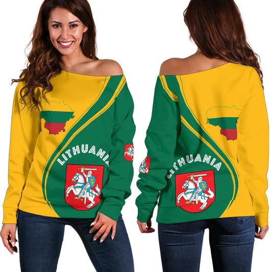 Lithuania Women's Off Shoulder Sweater, Generation RLT6