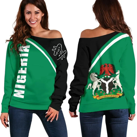 Nigeria Womens Off Shoulder Sweater, Curve Version RLT8