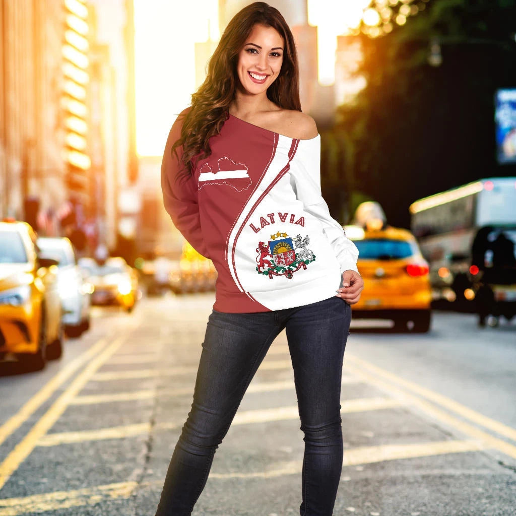 Latvia Women's Off Shoulder Sweater, Generation RLT6