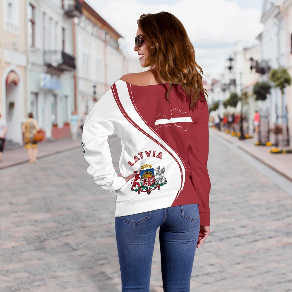 Latvia Women's Off Shoulder Sweater, Generation RLT6