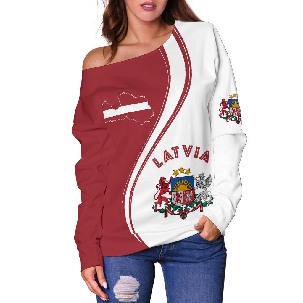 Latvia Women's Off Shoulder Sweater, Generation RLT6