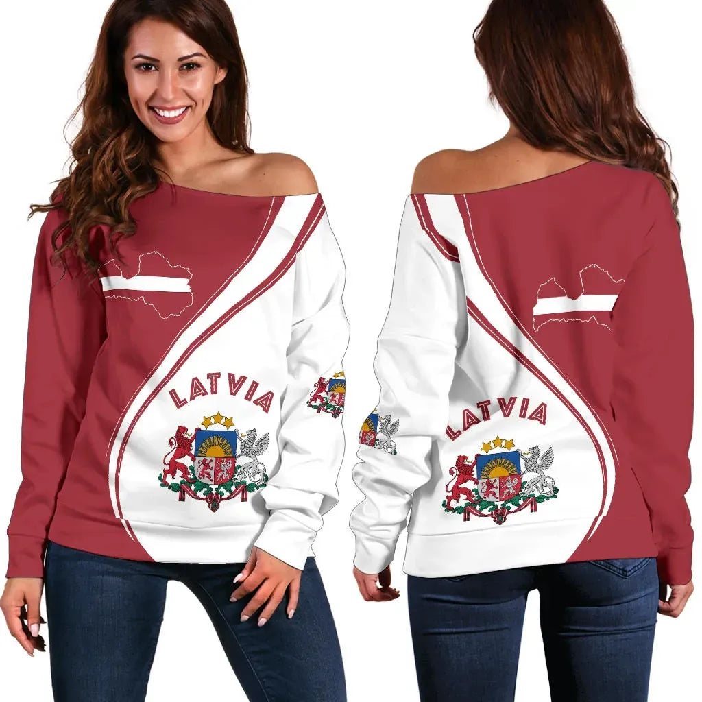 Latvia Women's Off Shoulder Sweater, Generation RLT6