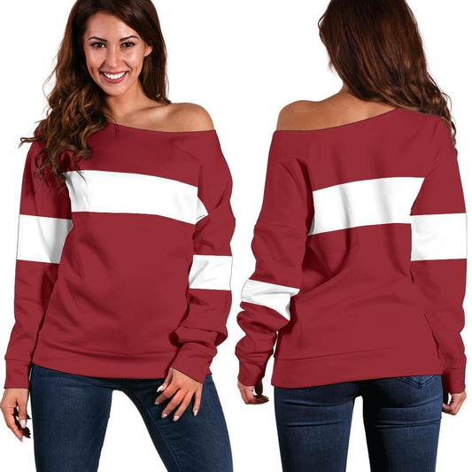 Latvia Off Shoulder Sweater Original Flag RLT6