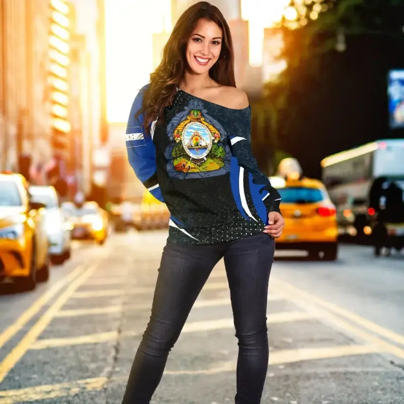 Honduras Personalised Off Shoulder Sweater, Honduras Spirit RLT8