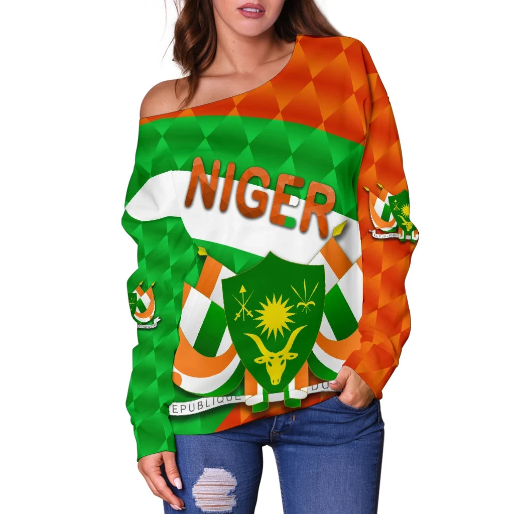 Niger Women Off Shoulder Sweater Sporty Style RLT8