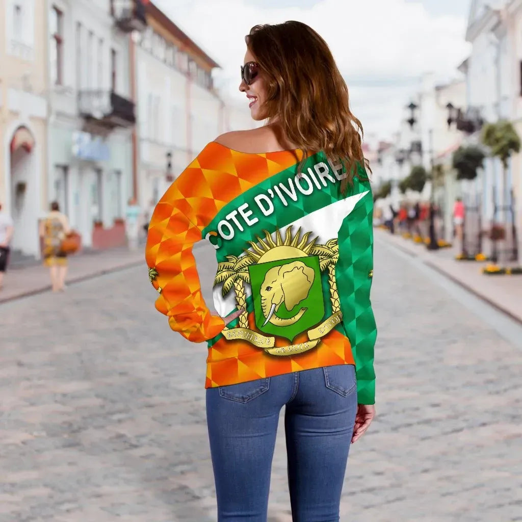 Ivory Coast Women Off Shoulder Sweater Sporty Style RLT7