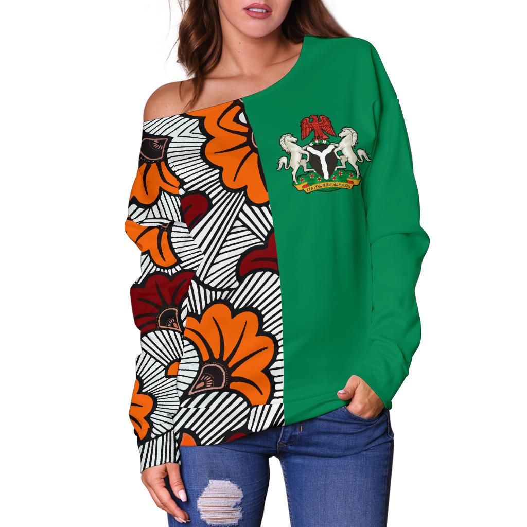 Nigeria Womens Off Shoulder Sweater Ankara Pattern RLT8