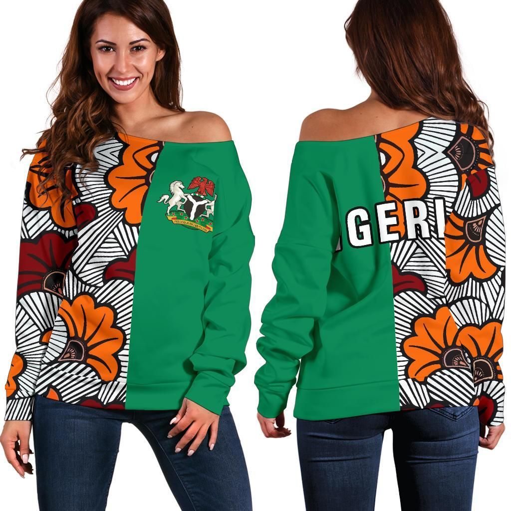 Nigeria Womens Off Shoulder Sweater Ankara Pattern RLT8