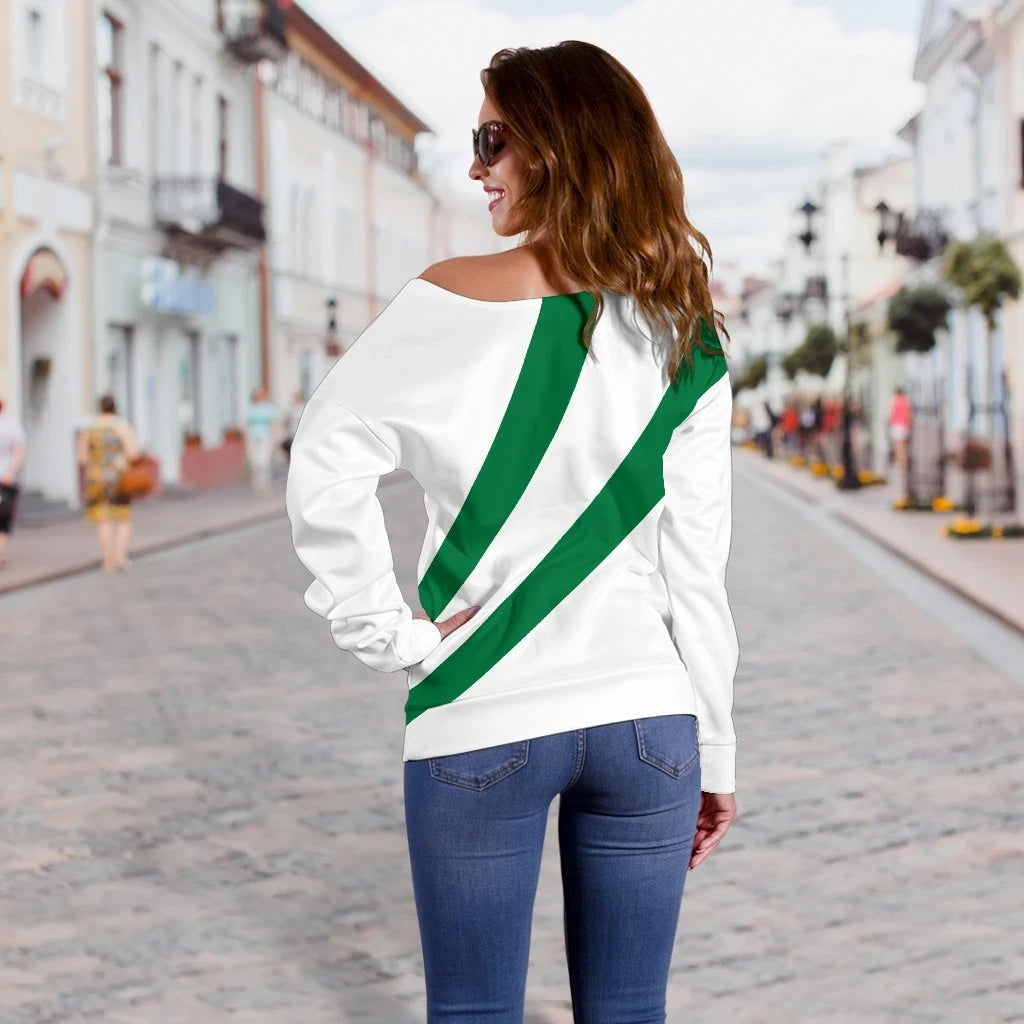 Nigeria Special Flag Womens Off Shoulder Sweater RLT8