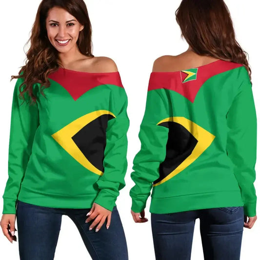 Guyana Off Shoulder Sweater Babarian (Green) RLT8