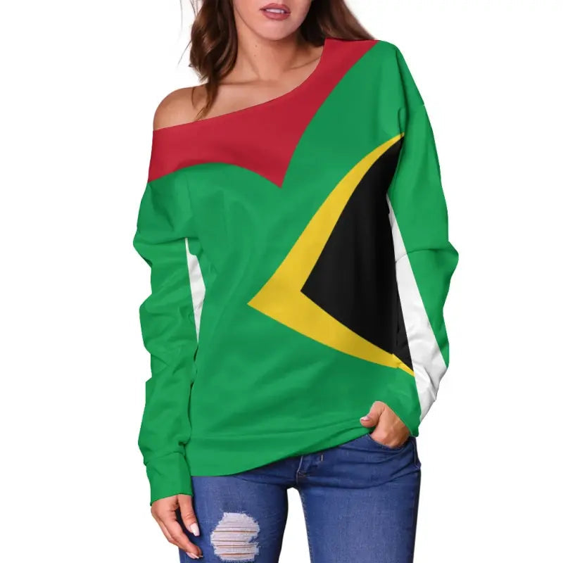 Guyana Off Shoulder Sweater Babarian (Green) RLT8