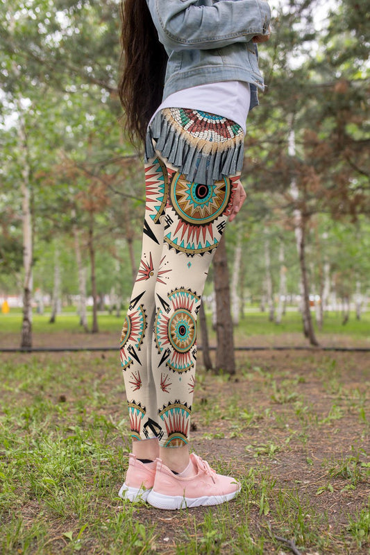 3D All Over Printed Native American Sun Symbol - Women Leggings