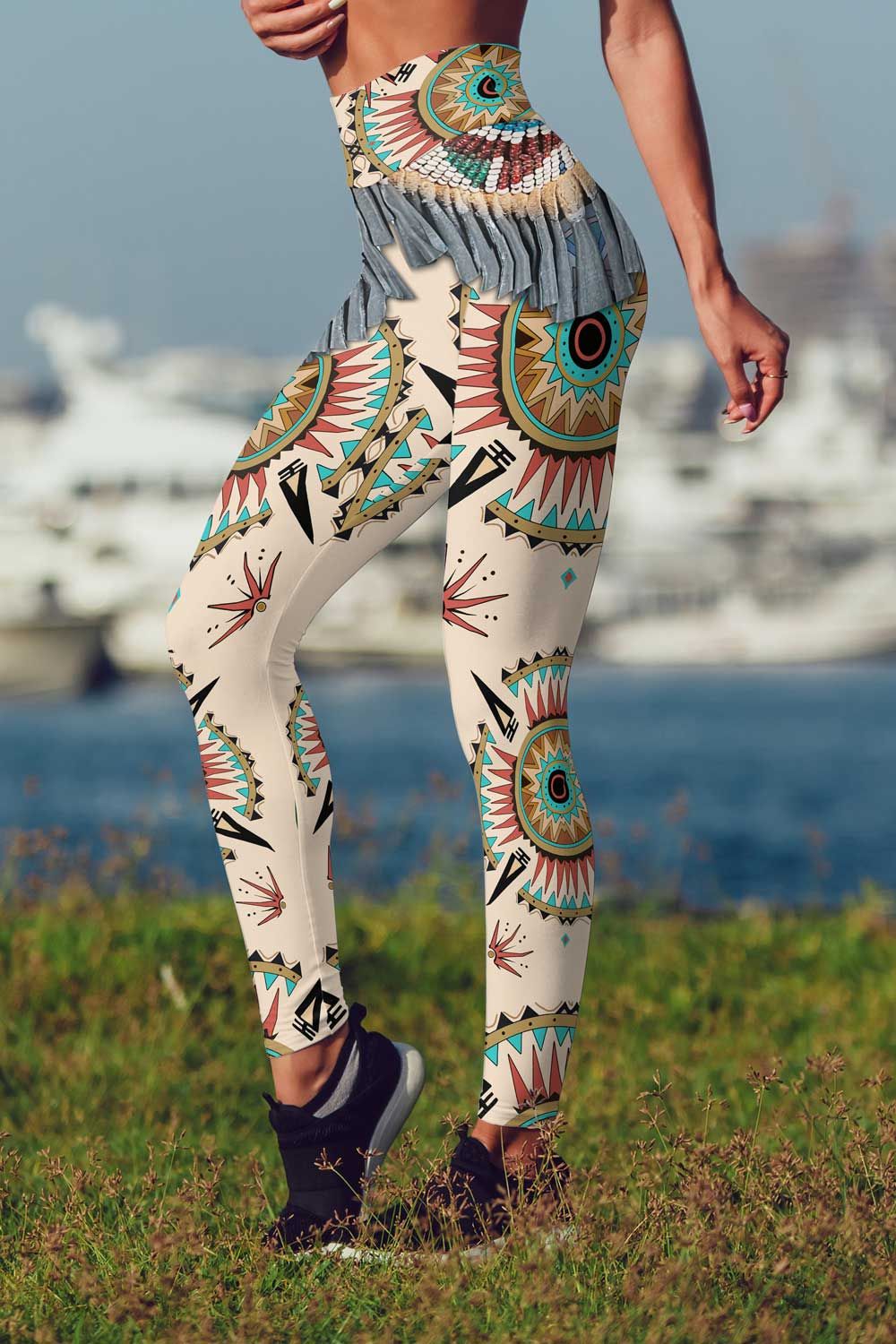 3D All Over Printed Native American Sun Symbol - Women Leggings