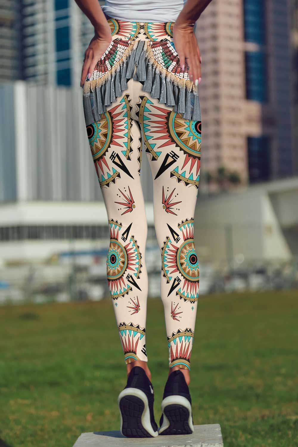 3D All Over Printed Native American Sun Symbol - Women Leggings