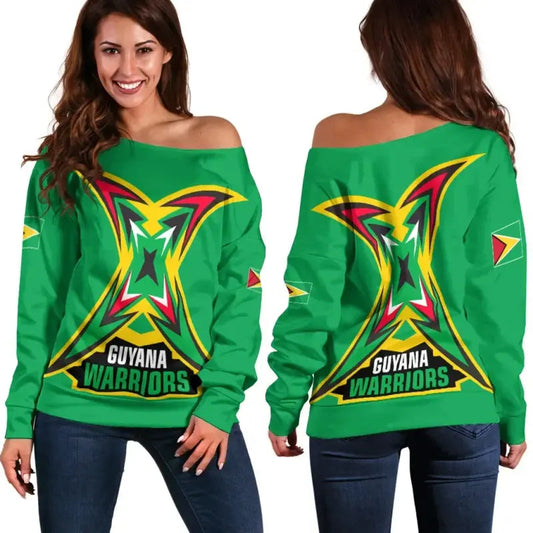Guyana Off Shoulder Sweater Flag Warriors RLT8
