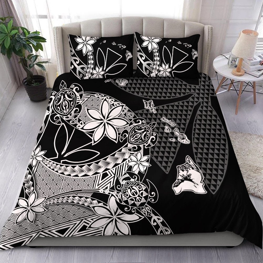 Polynesian Home Set Kanaka Black Kakau Hawaiian Bedding Set Duvet Cover and Pillow Cases LT10