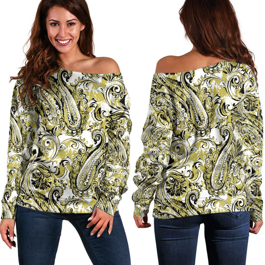 Paisley Bandana Pattern Seamless Off Shoulder Sweaters Ver.187 RLT13