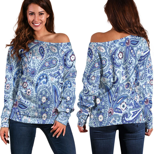Paisley Bandana Pattern Seamless Off Shoulder Sweaters Ver.203 RLT13