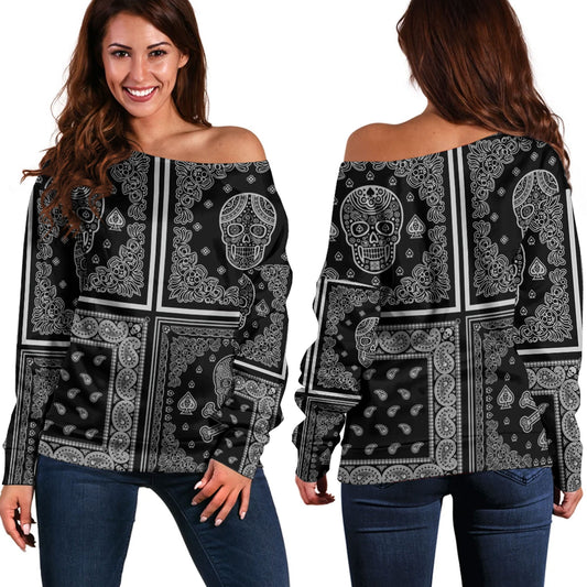 Paisley Bandana Pattern Seamless Off Shoulder Sweaters Ver.194 RLT13
