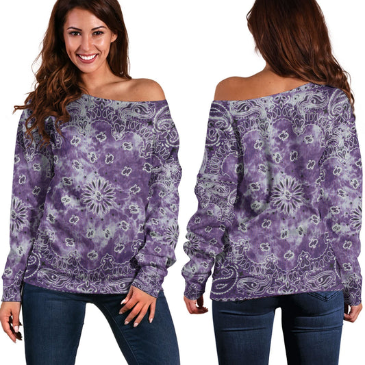 Paisley Bandana Pattern Seamless Off Shoulder Sweaters Ver.190 RLT13