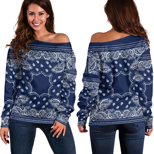 Paisley Bandana Pattern Seamless Off Shoulder Sweaters Ver.185 RLT13