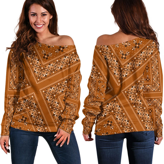 Paisley Bandana Pattern Seamless Off Shoulder Sweaters Ver.184 RLT13